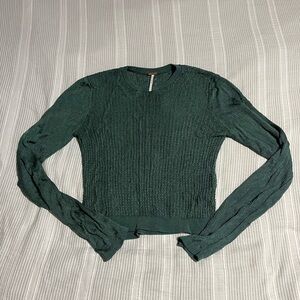 Free People Green Long Sleeve Knit Sweater